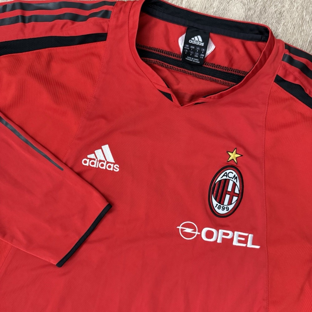 AC Milan 2004 Adidas Opel Red Player Issue Training Jersey Men's L Long Sleeve